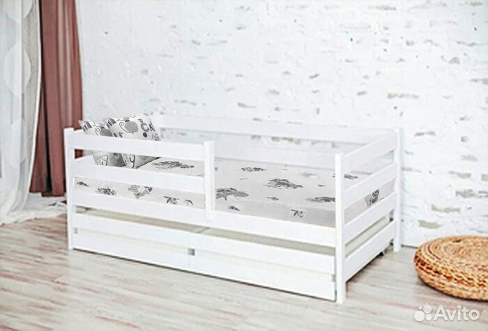 Кроватка берёза софа эко детская с бортиком