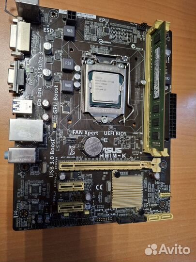 Материнская плата с процессором и памятью