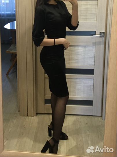 Платье женское 42 44 черное миди
