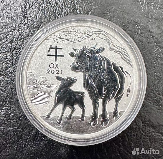 Австралия 1 доллар 2021 год Быка серебро