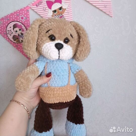 Пёсик из плюшевой пряжи