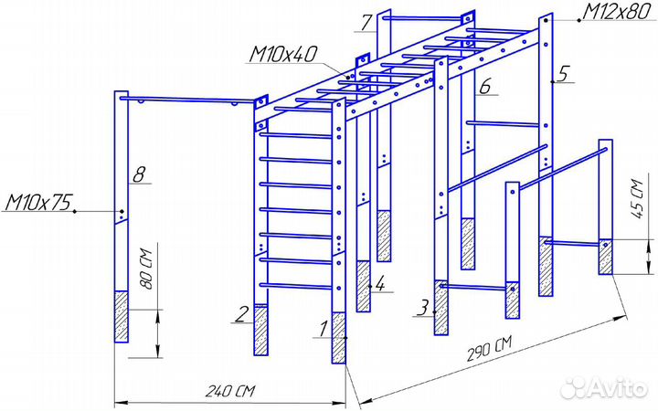 Спортивная площадка для улицы турник брусья