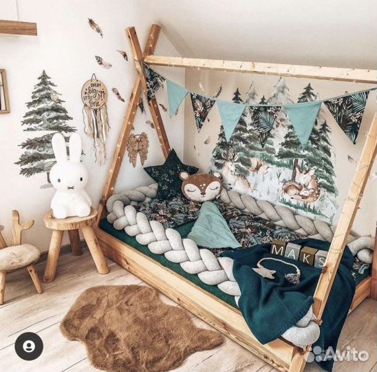 Кровать вигвам из массива натурального дерева