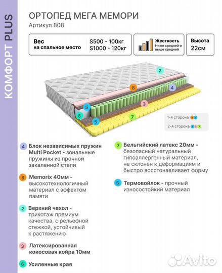 Матрас ортопедический 90 200