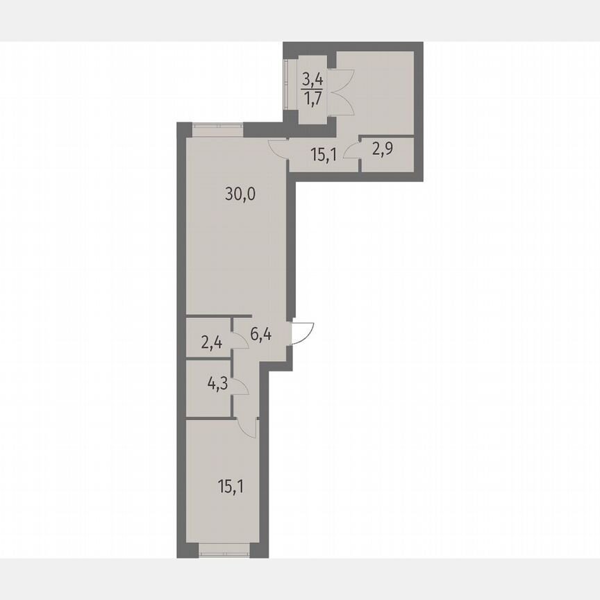 2-к. квартира, 77,9 м², 3/13 эт.