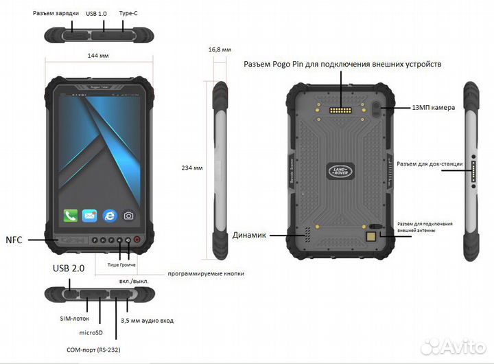 Land Rover ST9-A5 защищенный планшет на Android 11