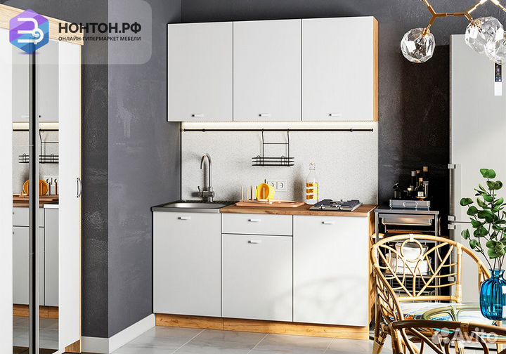 Кухня Дана 1.5 м дуб крафт золотой / белый