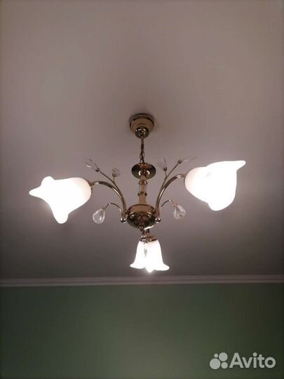 Люстра, латунь, хрусталь