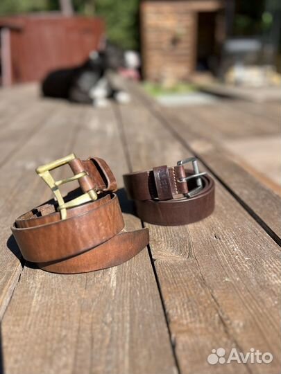 Кожаный мужской ремень ручной работы