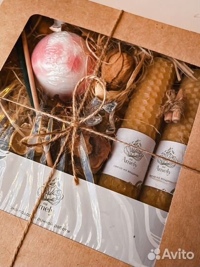 Подарочный набор, свечи из вощины, эко-подарок