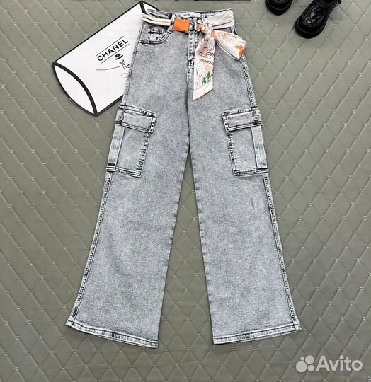 Джинсы карго для девочки, 128-158