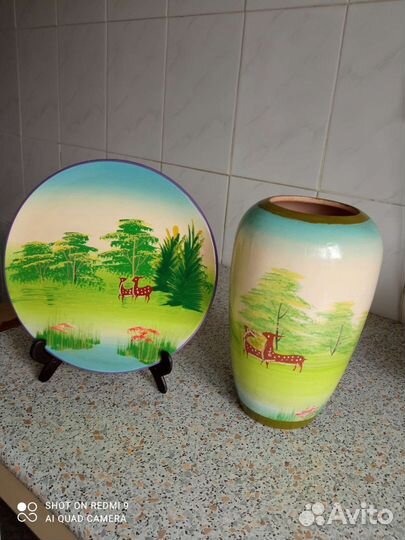 Ваза для цветов, тарелка на подставке