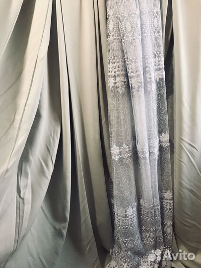 Шторы блэкаут серые и тюль