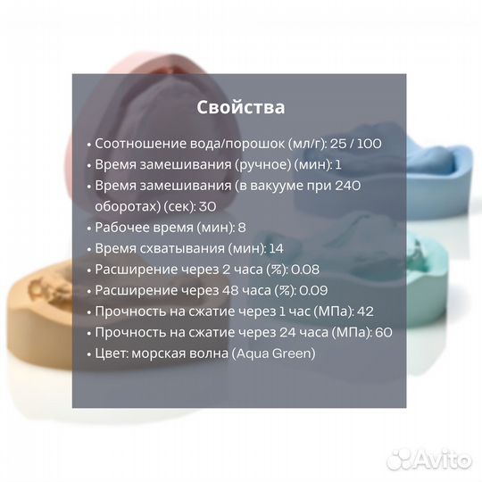 Гипс Elite Stone Aqua Green, 4 класс - Zhermack