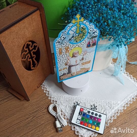 Икона Святой Серафим Саровский светильник ночник в