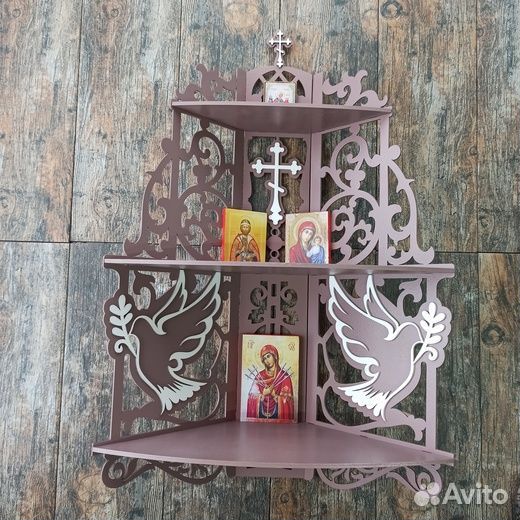 Полка для икон угловая 3 яруса Модель 018