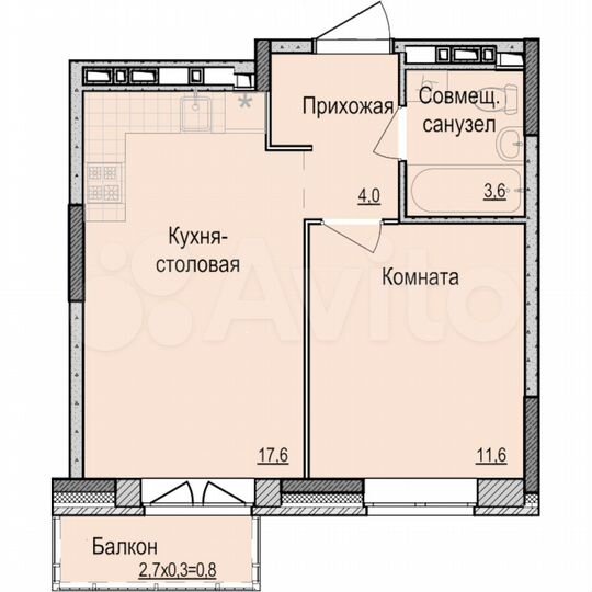 1-к. квартира, 36,8 м², 13/18 эт.