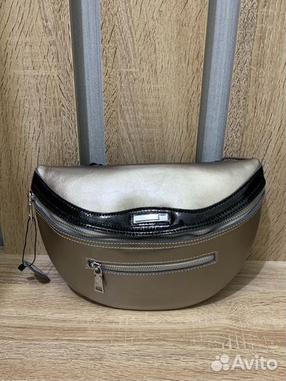 Сумка поясная натуральная кожа женская