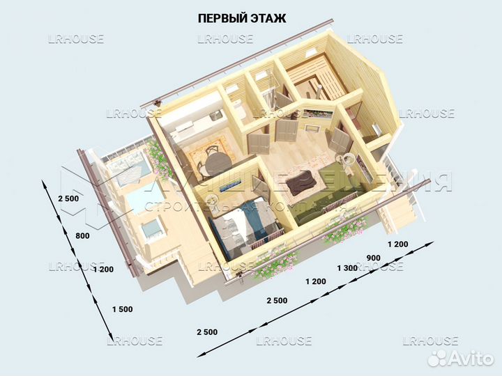 Каркасный дом-баня 6х9,5 метра /дб-105