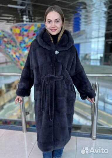 Шуба норковая с капюшоном 50 52
