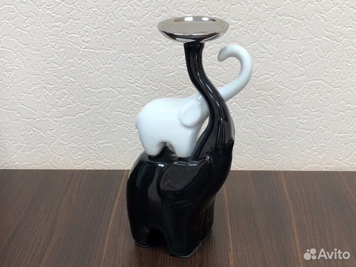 Статуэтка декоративная Подсвечник Слоны керамика