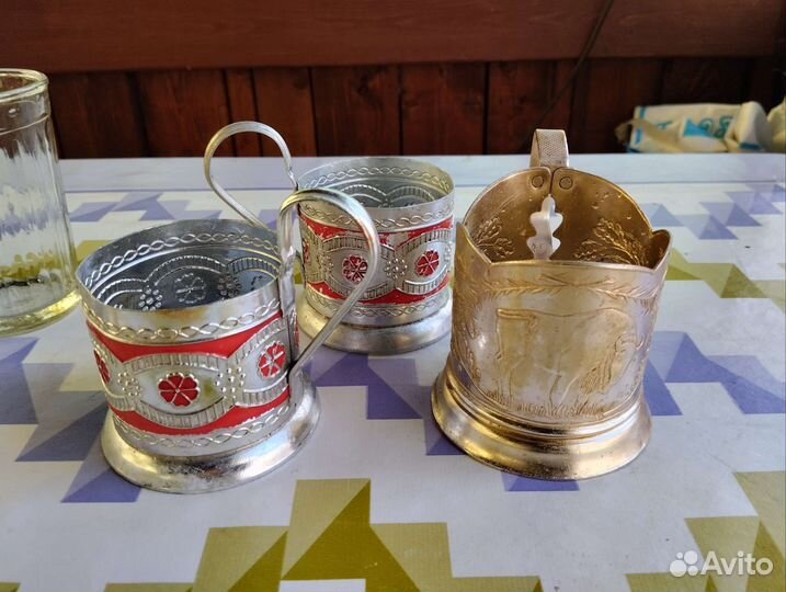 Стаканы граненые СССР, шкалик, подстаканники