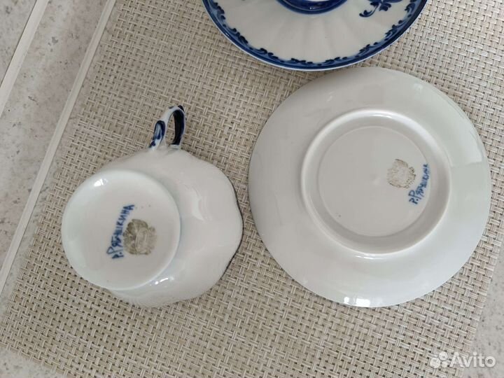 Чашка с блюдцем Гжель