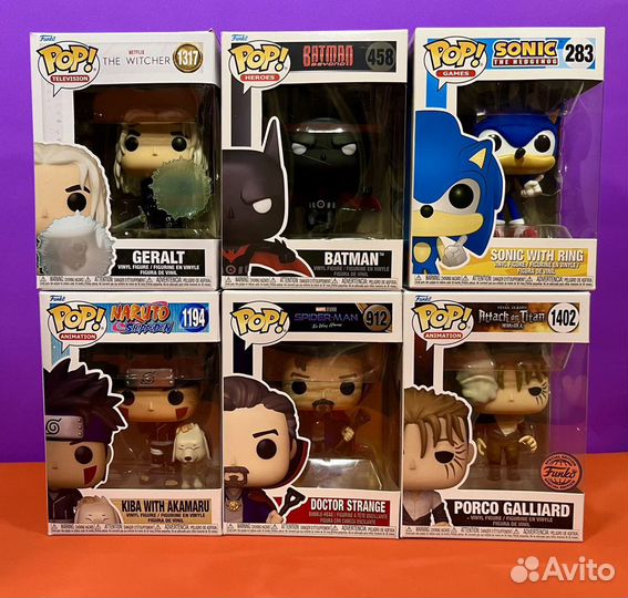 Funko pop spider man, naruto, marvel, dc