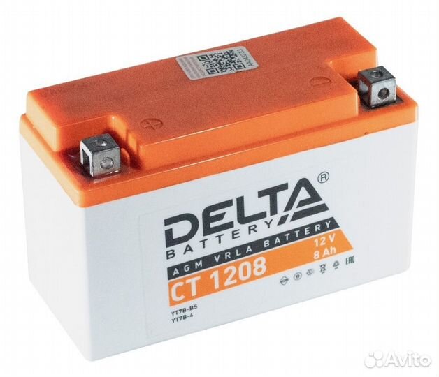 Аккумулятор delta ст-1208 зал п.п.(YT7B-BS)