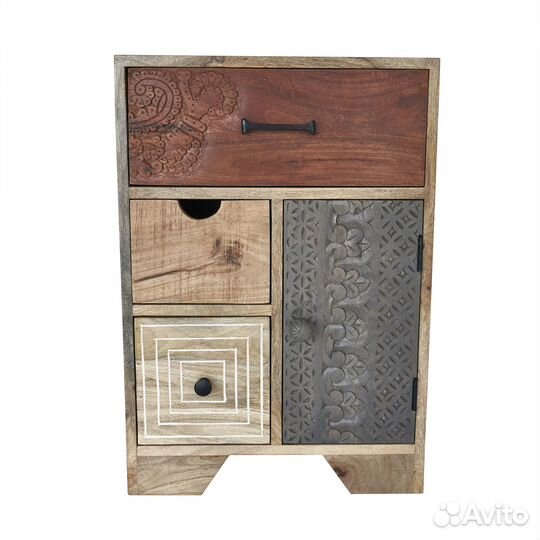 Тумба прикроватная деревянная с ящиками светлая