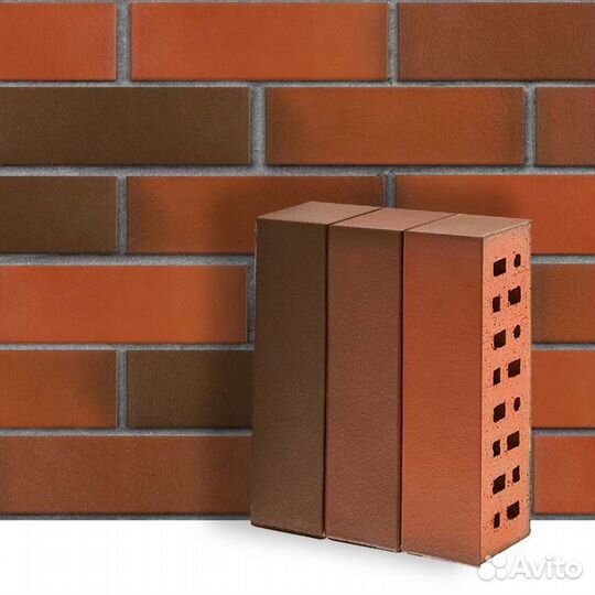 Клинкер фасадный красный флэшинг 