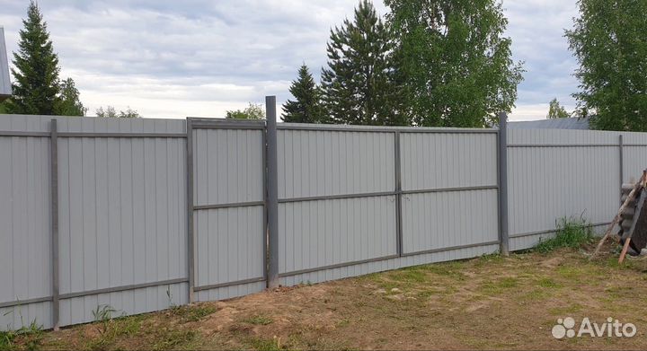 Забор из профлиста. Ворота. Калитки. Сваи