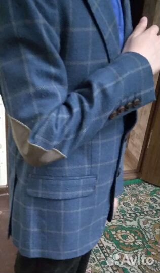 Детский стильный пиджак синий в клетку