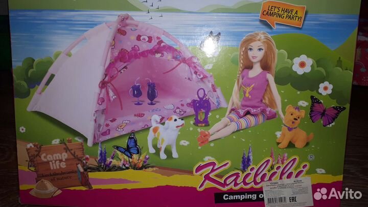 Набор кукла с палаткой новый