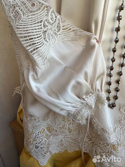 Блуза Крестьянка Атласная с шитьем