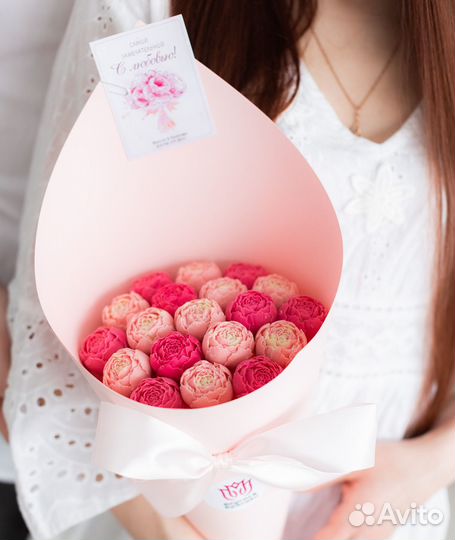 Шоколадные пионы, сладкие съедобные букеты пионов