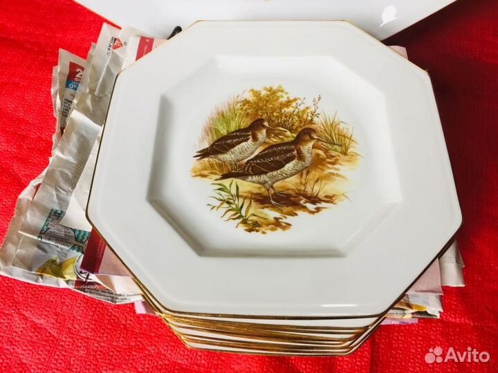 Limoges Франция сервиз под птицу фарфор 12+1