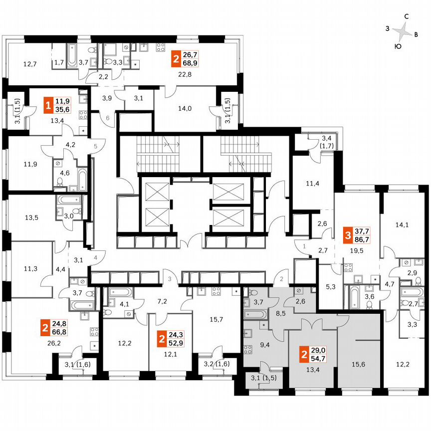 2-к. квартира, 54,7 м², 11/11 эт.