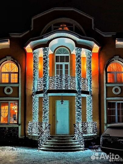 Украшение дома гирляндой/новогодняя подсветка дома