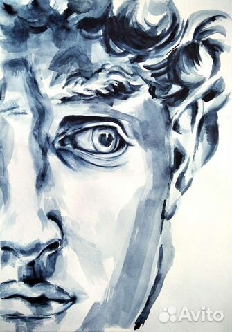 Картина Давид Микеланджело акварель в раме