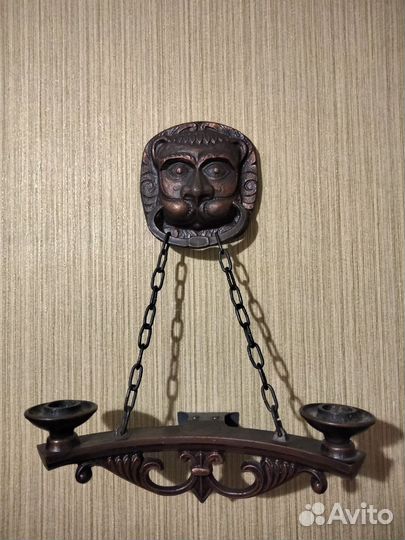 Подсвечник настенный навесной Львы бронза СССР