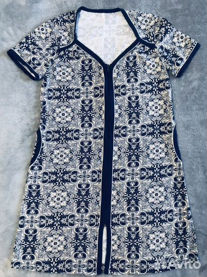 Халат женский на молнии, размер 50 хлопок