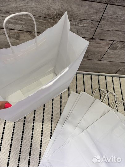 Крафт пакеты с ручками, упаковка для текстиля