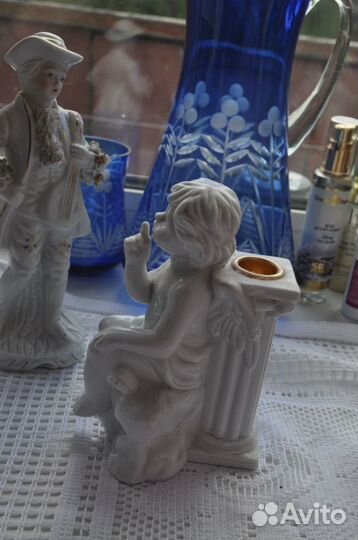Фарфоровая статуэтка ангел- подсвечник