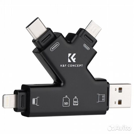 Картридер 4 в 1 (SD, MicroSD, Lightning, Type-C)