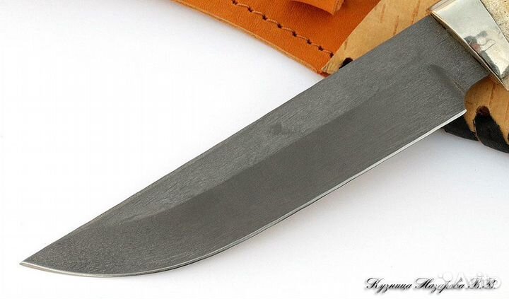 Авторский нож Овод 2 Х12мф мельхиор кость чехол