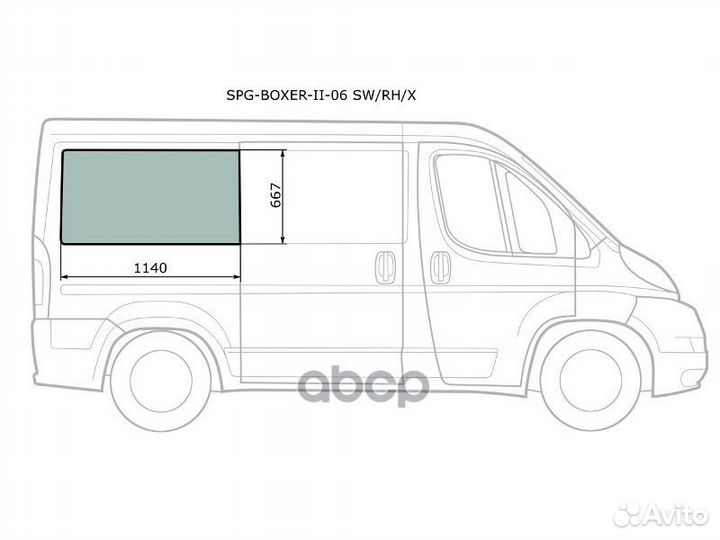 Стекло кузова заднее правое peugeot boxer II/FI