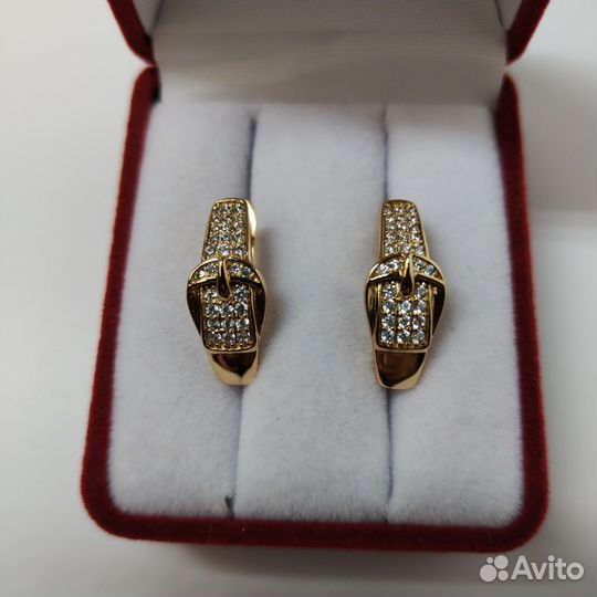 Серьги Пряжка, золочение