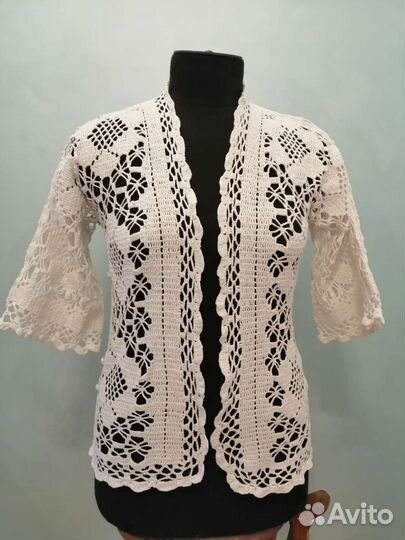 Жакет ретро стиль.Ручная работа.Вязаный крючком