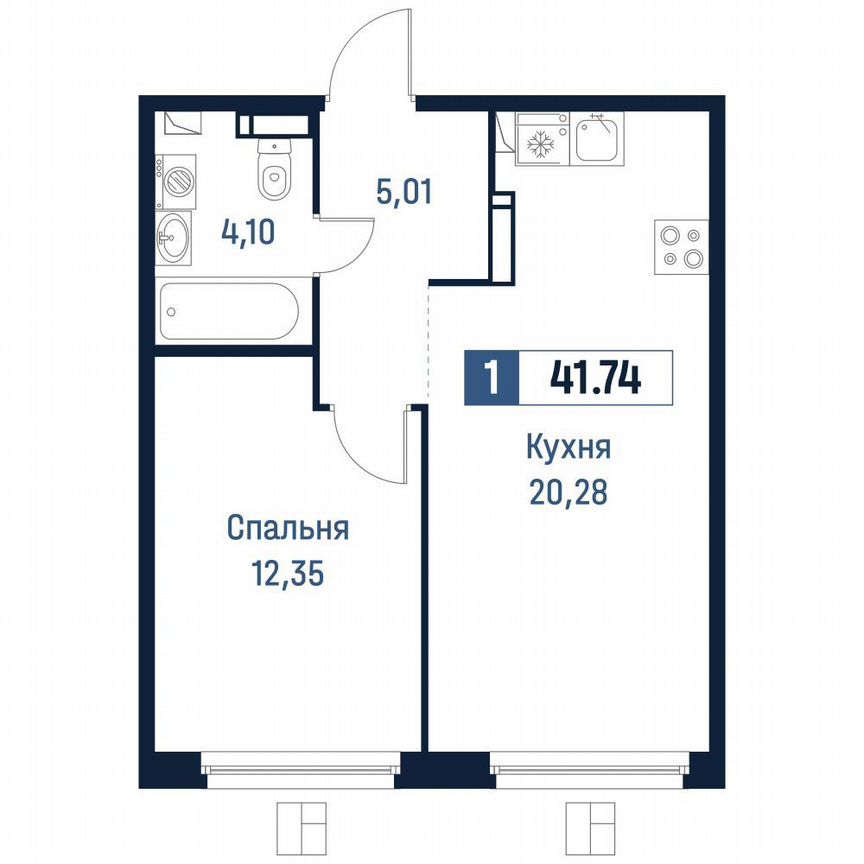 1-к. квартира, 41,7 м², 9/18 эт.